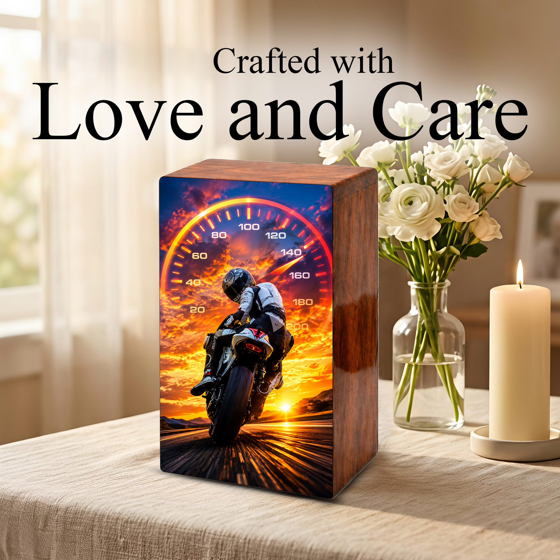 Motorcycle Memorial Urns For Men - Bike Rider Cremation Urn For Ashes Male