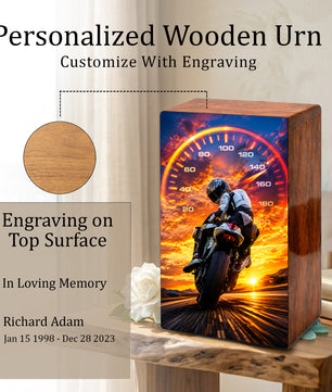 Motorcycle Memorial Urns For Men - Bike Rider Cremation Urn For Ashes Male