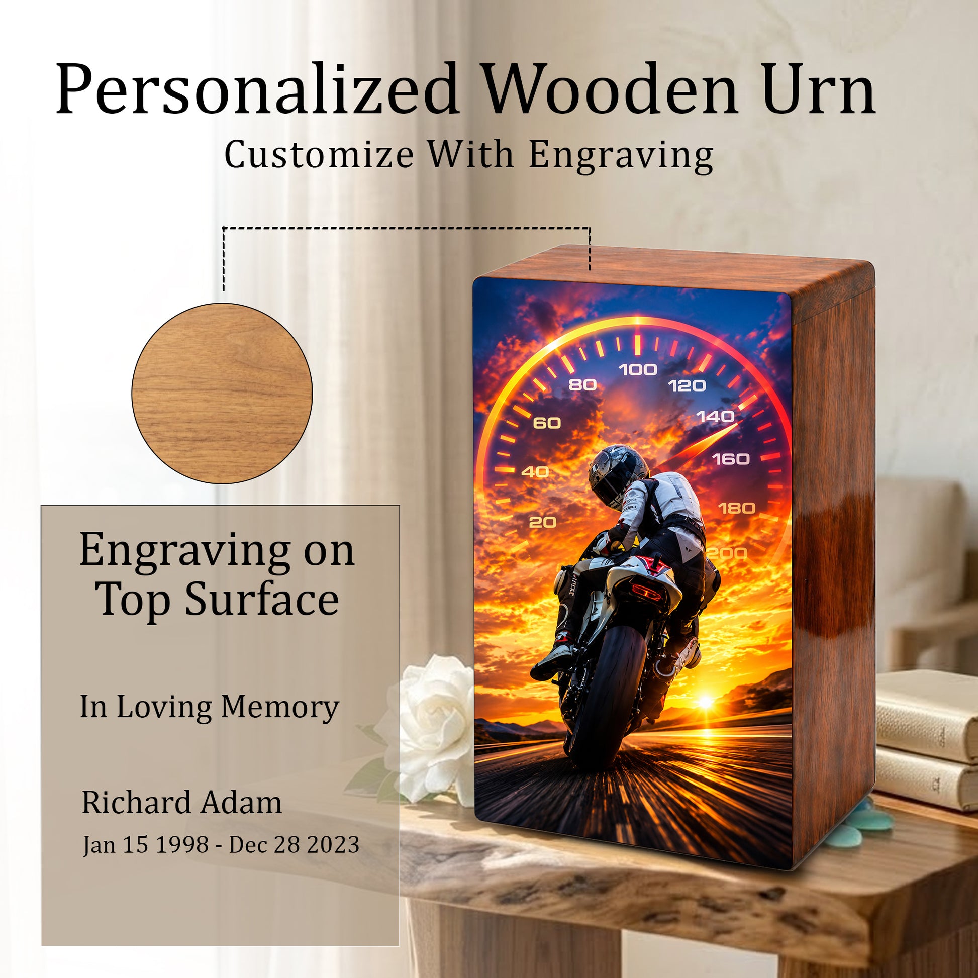 Motorcycle Memorial Urns For Men - Bike Rider Cremation Urn For Ashes Male