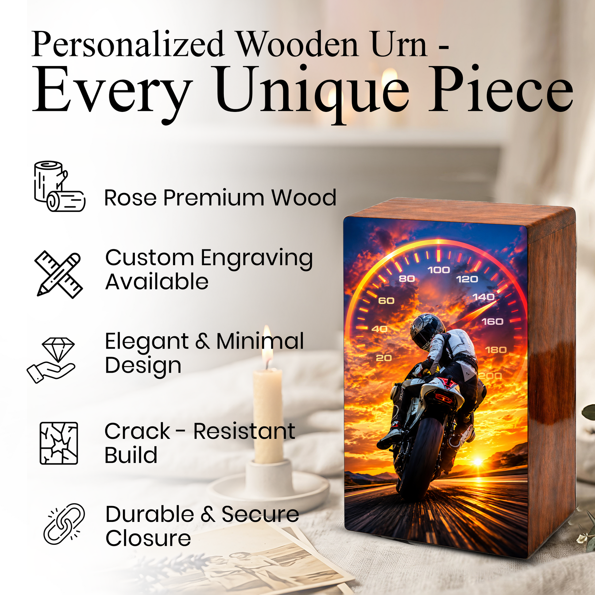 Motorcycle Memorial Urns For Men - Bike Rider Cremation Urn For Ashes Male