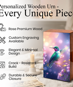 Green Hummingbird Cremation Urn for Ashes - Floral Humming Bird Urns for Female
