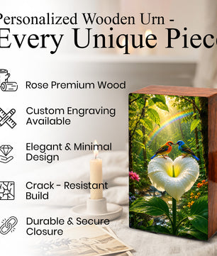 Bird Companion Urn For Human Ashes - Wooden Keepsake Urns For Couple