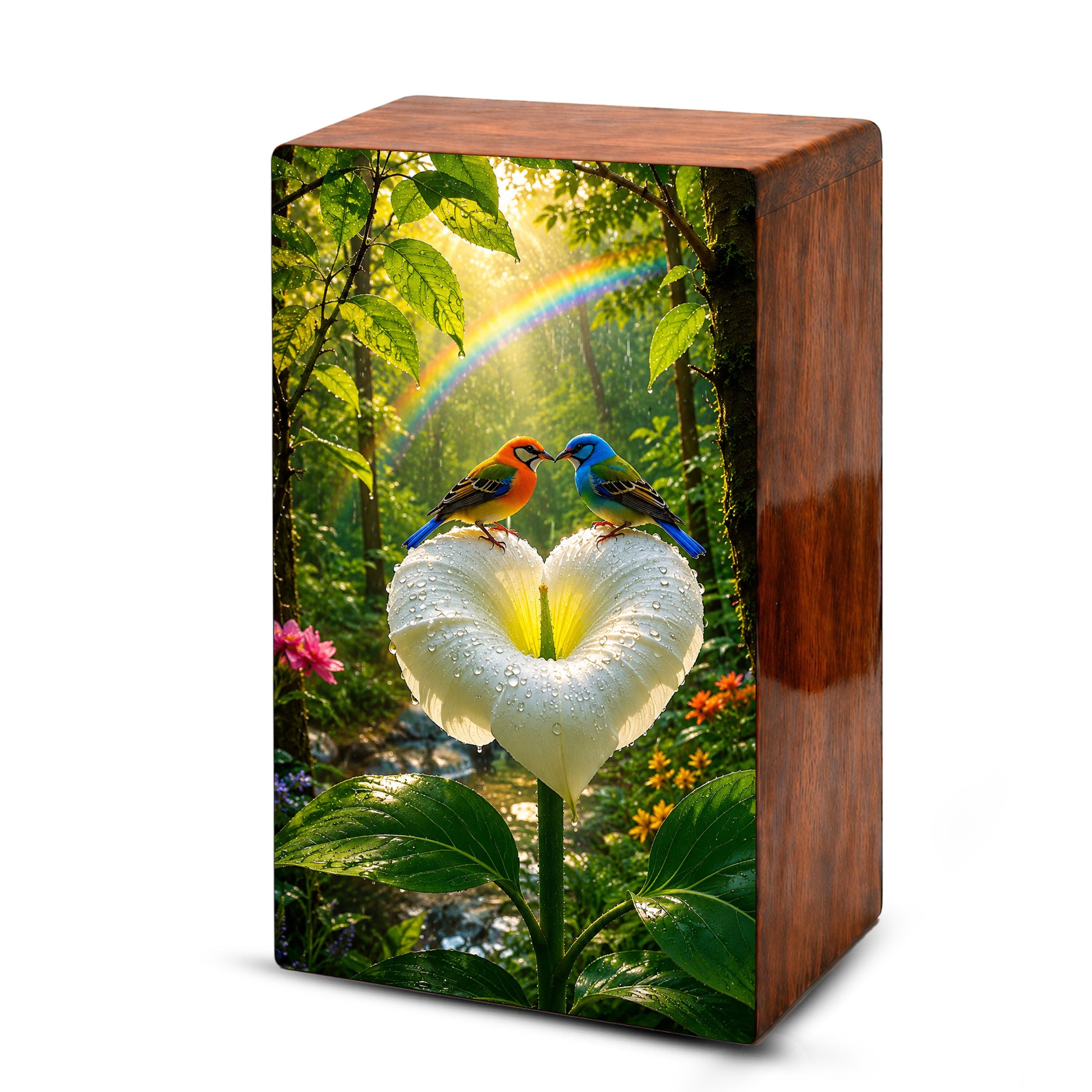 Bird Companion Urn For Human Ashes - Wooden Keepsake Urns For Couple