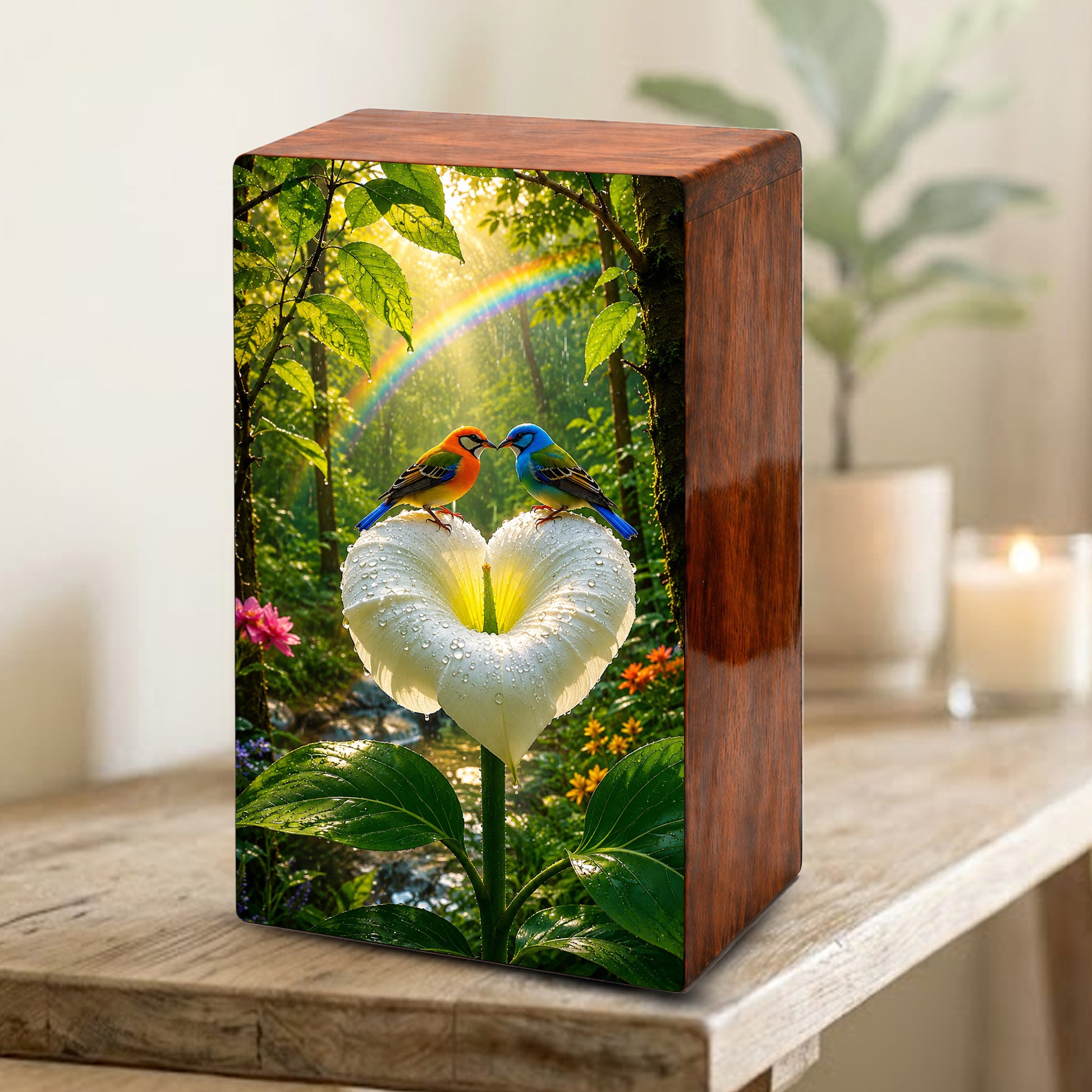 Bird Companion Urn For Human Ashes - Wooden Keepsake Urns For Couple