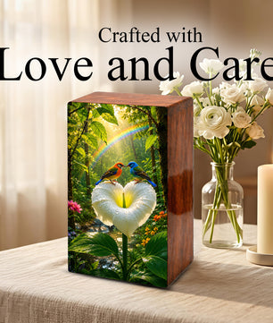 Bird Companion Urn For Human Ashes - Wooden Keepsake Urns For Couple