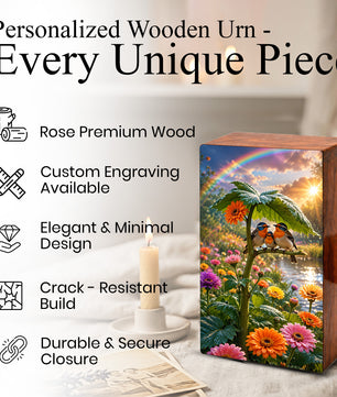 Bird Family Urn For Human Ashes - Natured Inspired Forest Keepsake Box