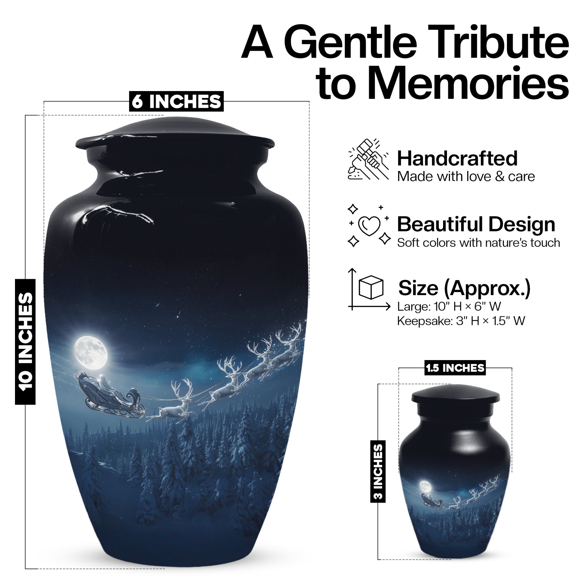 Christmas Cremation Urn for Human Ashes | Adult Christmas Memorial Urn