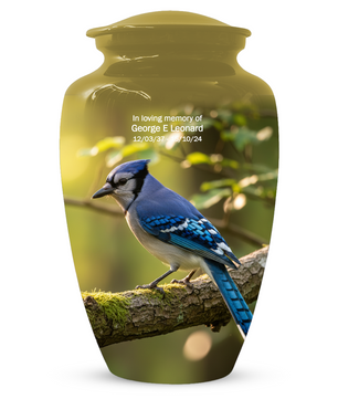 Blue Jay Urn for Human Ashes | Custom Memorial Cremation Urn