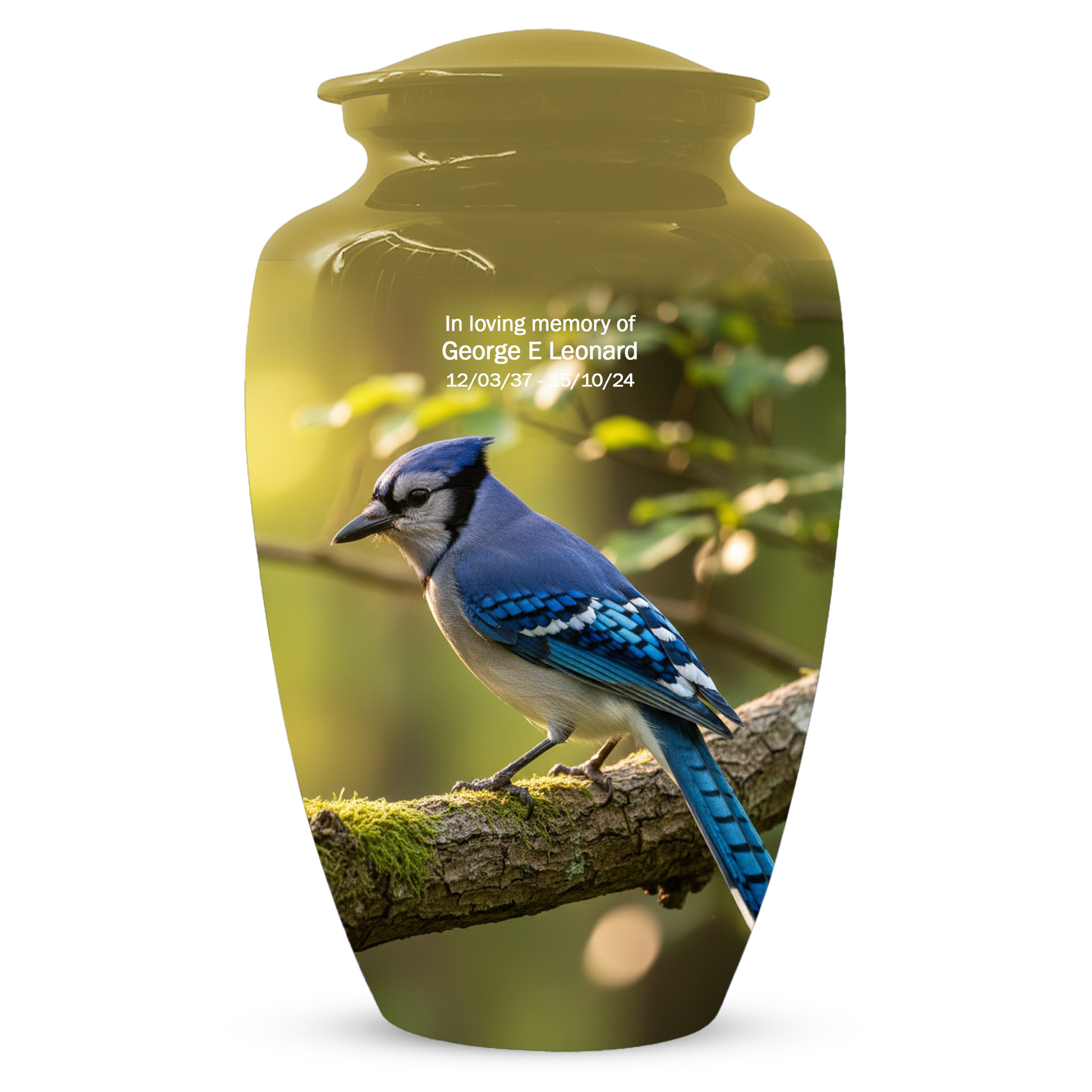 Blue Jay Urn for Human Ashes | Custom Memorial Cremation Urn