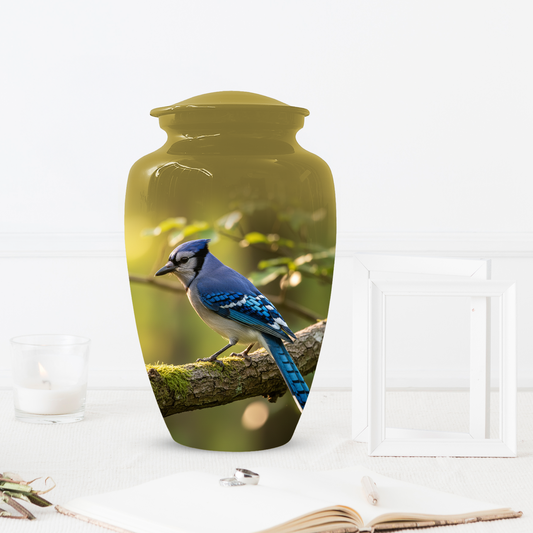 Blue Jay Urn for Human Ashes | Custom Memorial Cremation Urn