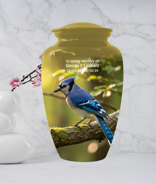 Blue Jay Urn for Human Ashes | Custom Memorial Cremation Urn