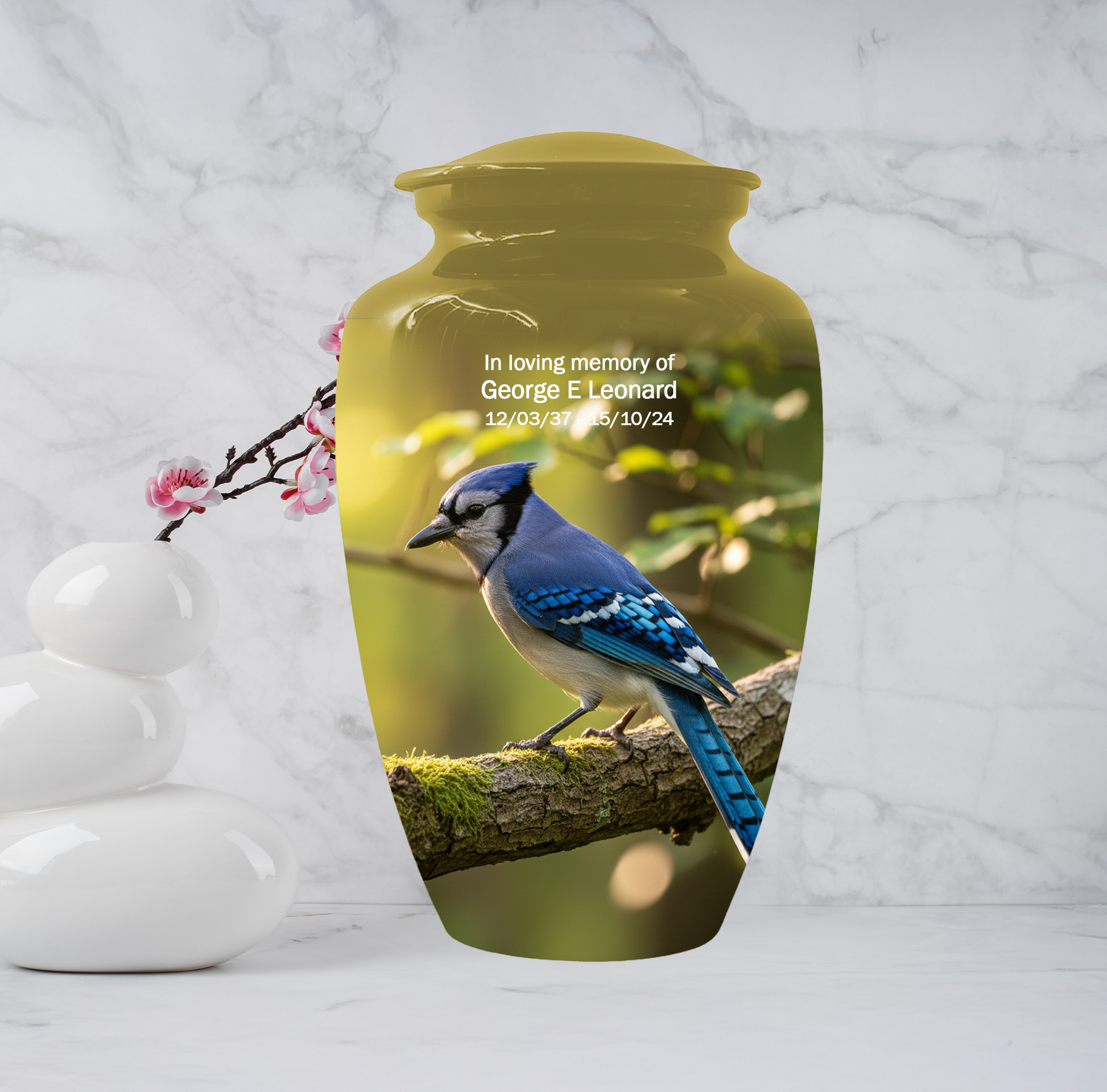 Blue Jay Urn for Human Ashes | Custom Memorial Cremation Urn
