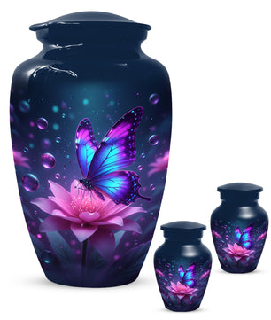 Blue and Pink Butterfly Urn for Human Ashes | Beautiful Butterfly Adult Cremation Urn