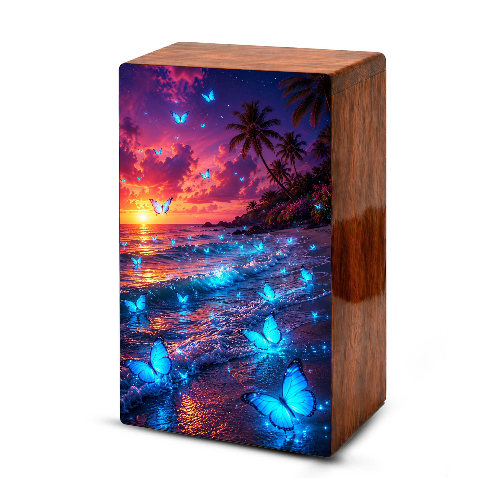 Blue Butterfly Urn For Ashes Mom - Beach Scene Cremation Urns For Adult Women