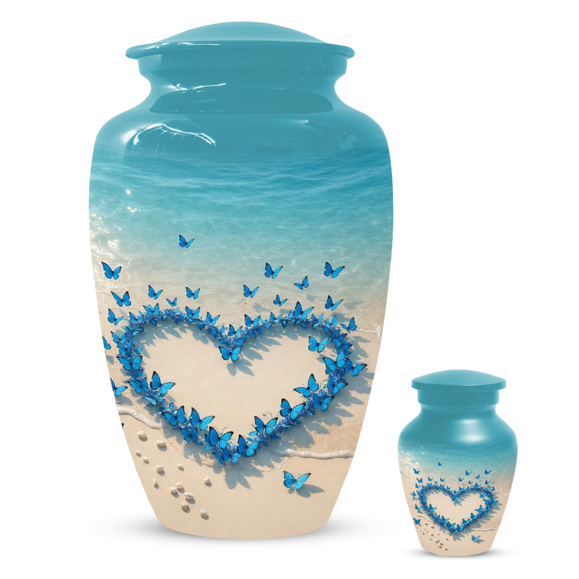 Beach Butterfly Urn for Ashes - Blue Butterfly Memorial Urns for Mom & Women