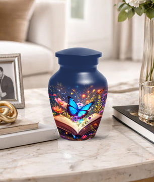 Personalized Blue Butterfly Urn for Mom – Custom Butterfly Cremation Urns for Ashes