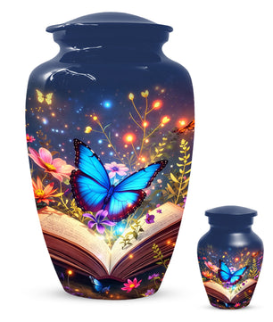 Personalized Blue Butterfly Urn for Mom – Custom Butterfly Cremation Urns for Ashes