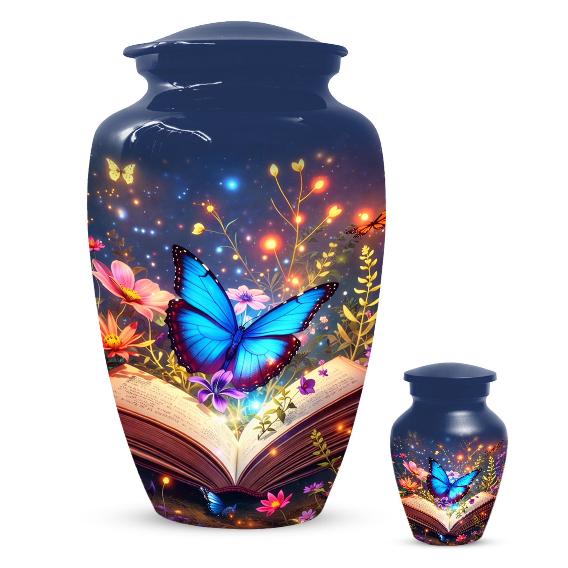 Personalized Blue Butterfly Urn for Mom – Custom Butterfly Cremation Urns for Ashes