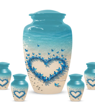 Beach Butterfly Urn for Ashes - Blue Butterfly Memorial Urns for Mom & Women