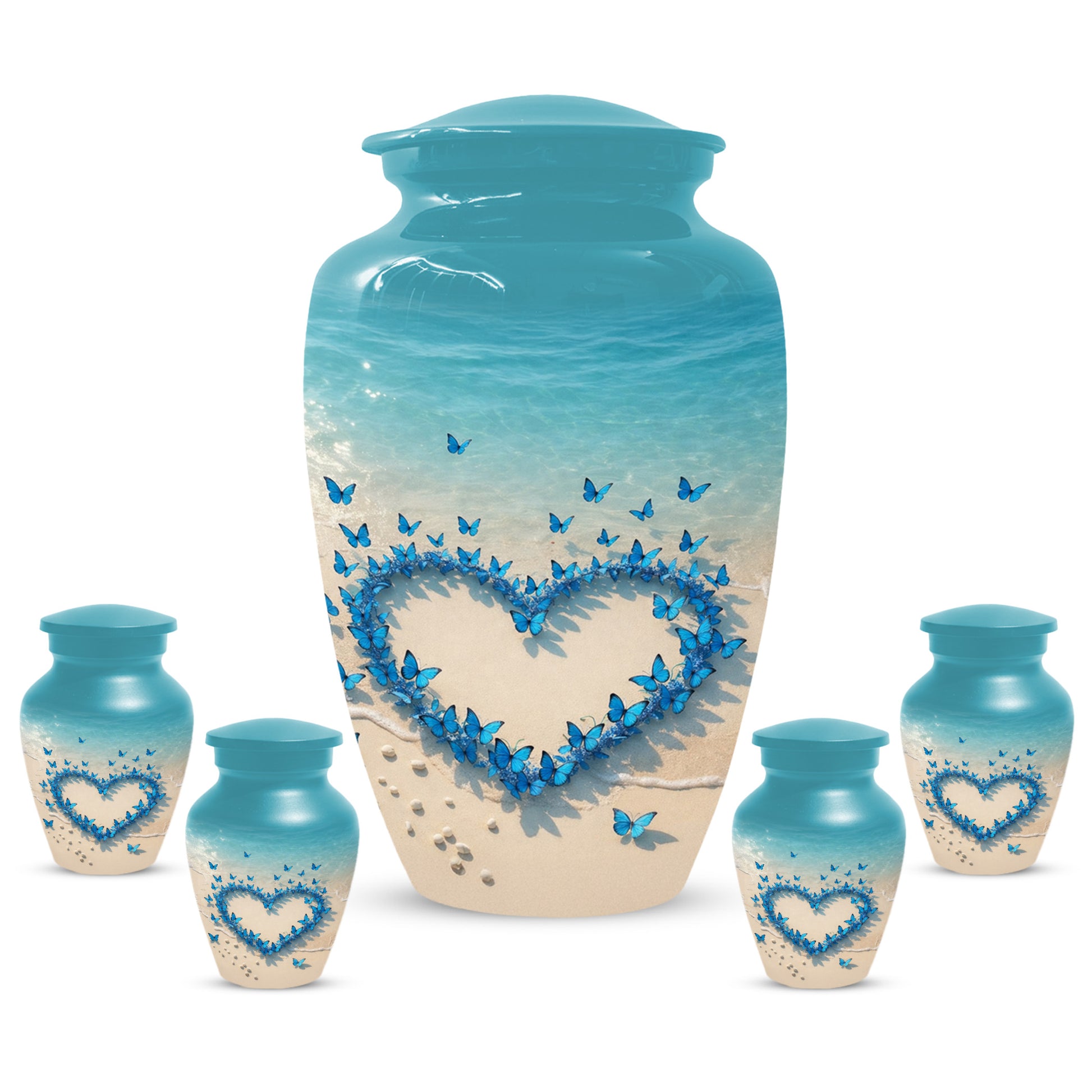 Beach Butterfly Urn for Ashes - Blue Butterfly Memorial Urns for Mom & Women