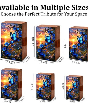 Blue Butterfly Urn For Human Ashes - Butterflies Memorial Urns For Male and Female