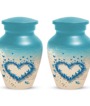 Beach Butterfly Urn for Ashes - Blue Butterfly Memorial Urns for Mom & Women