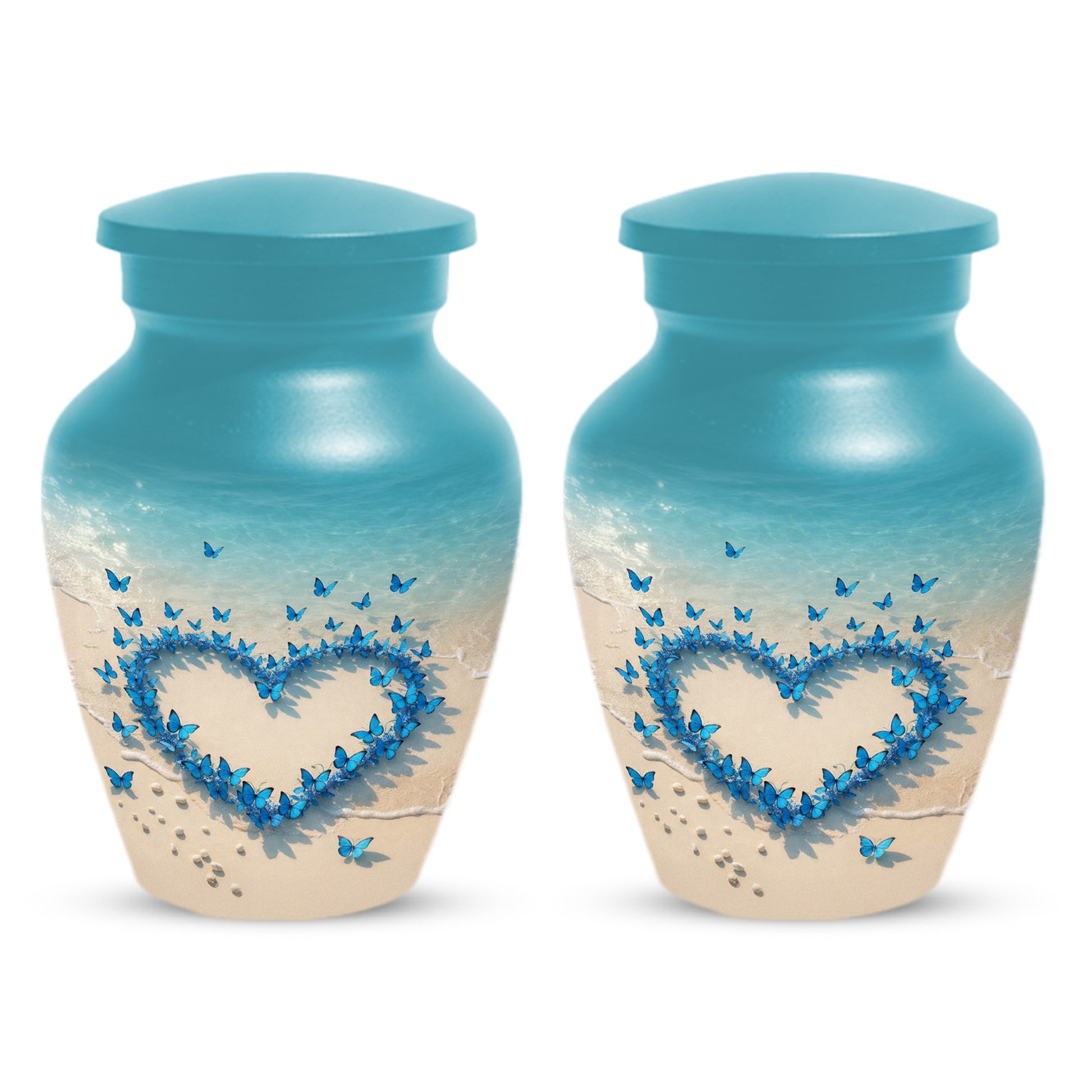 Beach Butterfly Urn for Ashes - Blue Butterfly Memorial Urns for Mom & Women