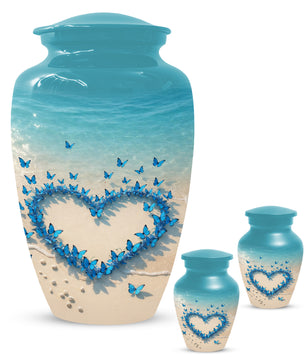 Beach Butterfly Urn for Ashes - Blue Butterfly Memorial Urns for Mom & Women
