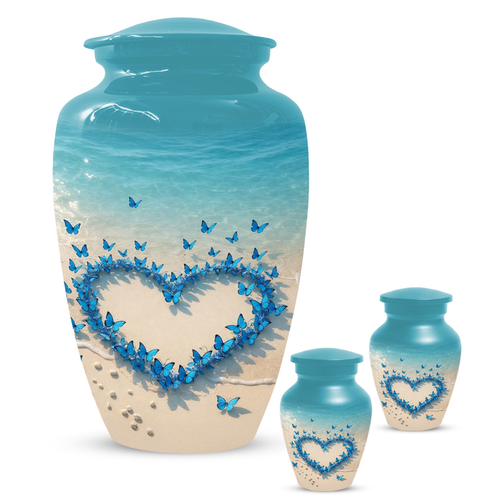 Beach Butterfly Urn for Ashes - Blue Butterfly Memorial Urns for Mom & Women