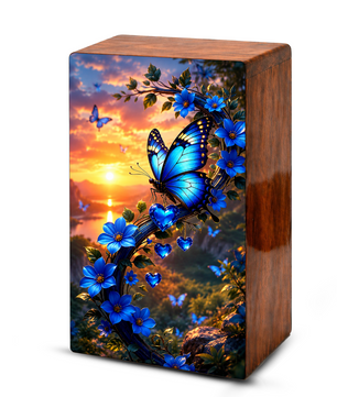 Blue Butterfly Urn For Human Ashes - Butterflies Memorial Urns For Male and Female