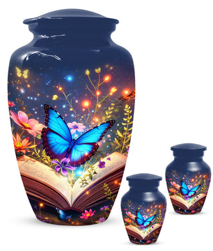 Personalized Blue Butterfly Urn for Mom – Custom Butterfly Cremation Urns for Ashes