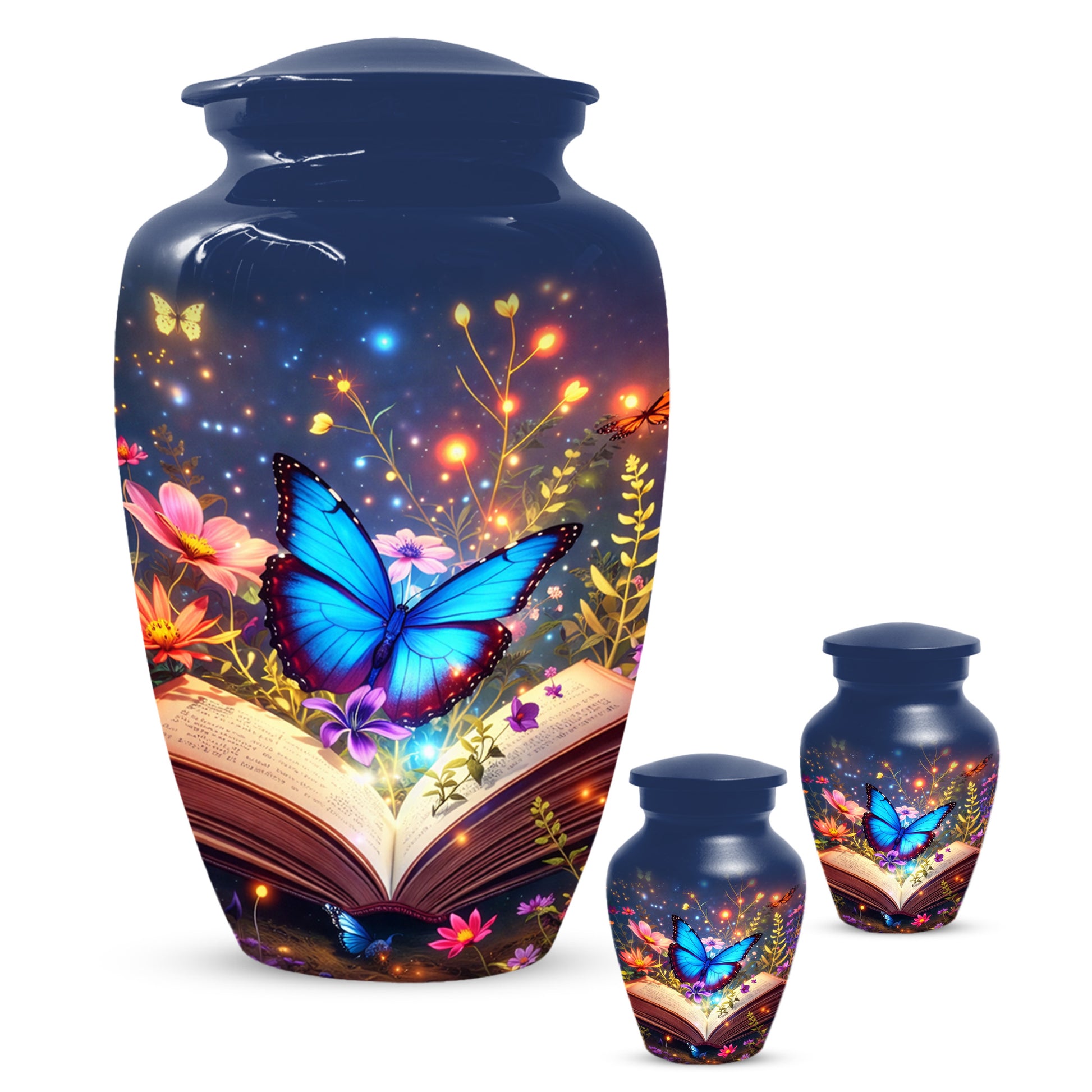 Personalized Blue Butterfly Urn for Mom – Custom Butterfly Cremation Urns for Ashes