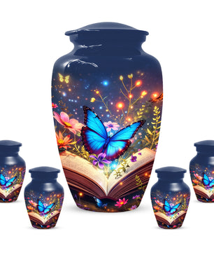 Personalized Blue Butterfly Urn for Mom – Custom Butterfly Cremation Urns for Ashes