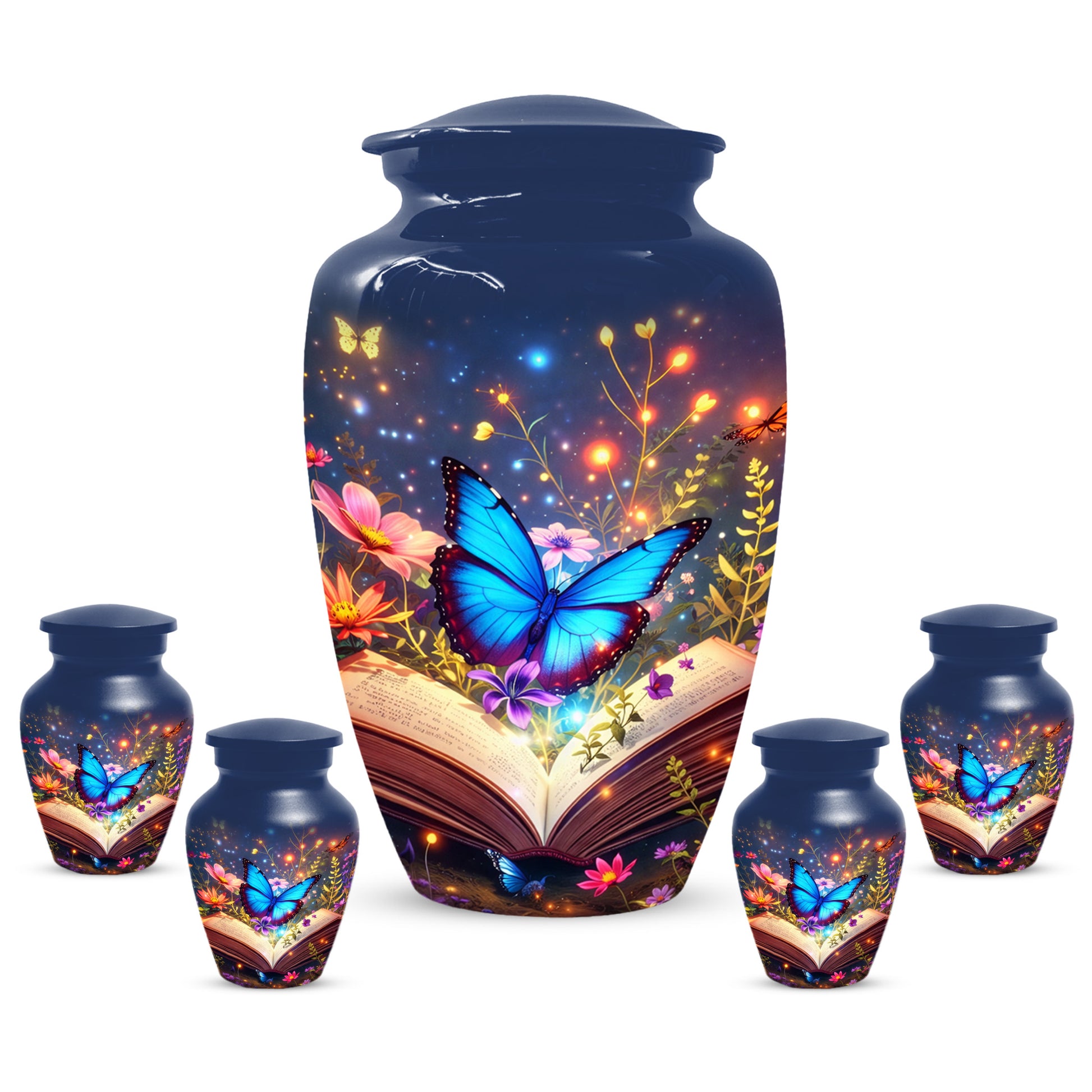 Personalized Blue Butterfly Urn for Mom – Custom Butterfly Cremation Urns for Ashes