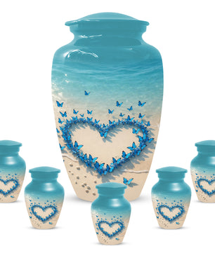 Beach Butterfly Urn for Ashes - Blue Butterfly Memorial Urns for Mom & Women