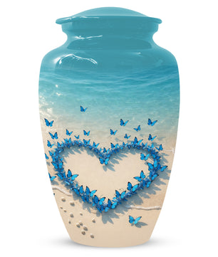 Beach Butterfly Urn for Ashes - Blue Butterfly Memorial Urns for Mom & Women