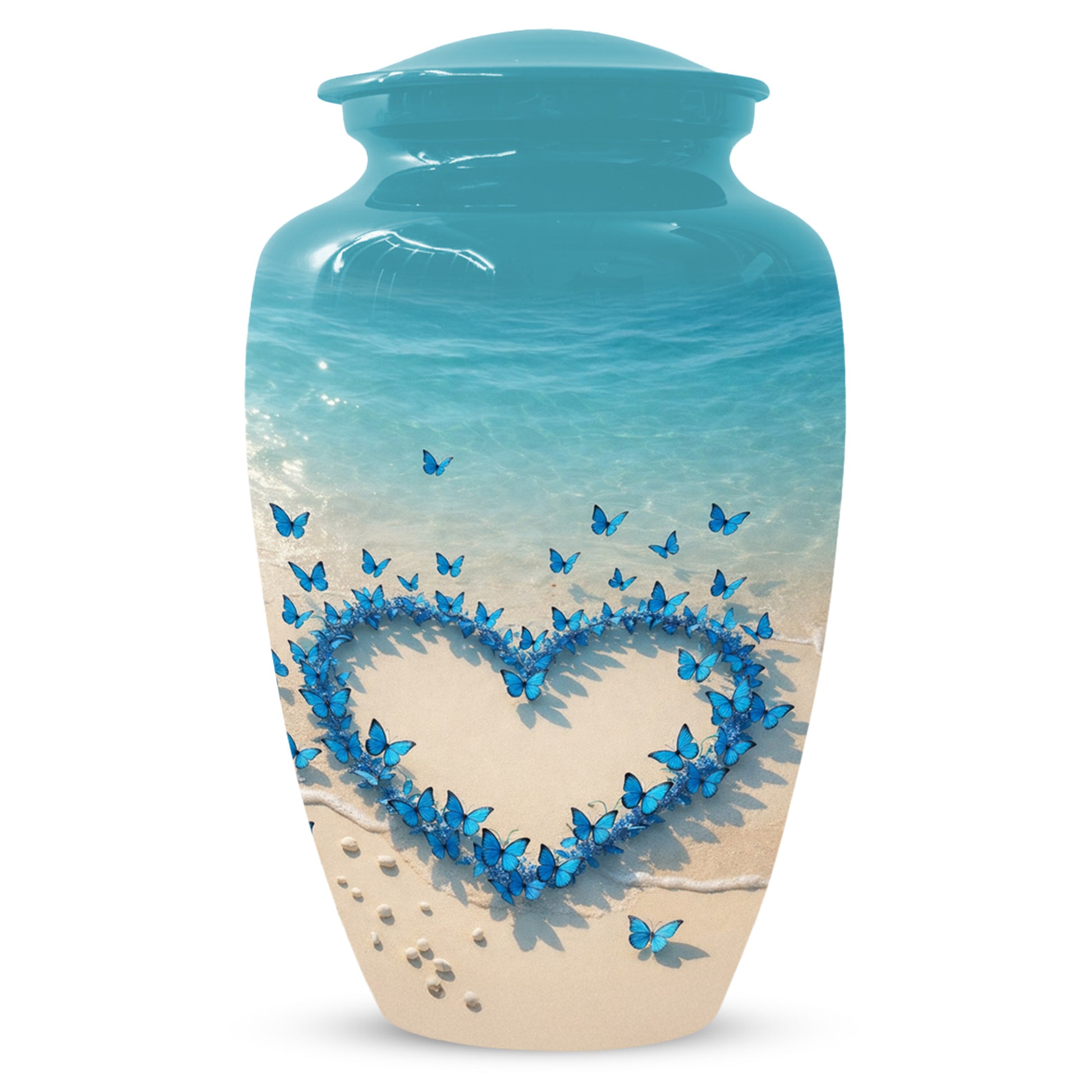 Beach Butterfly Urn for Ashes - Blue Butterfly Memorial Urns for Mom & Women