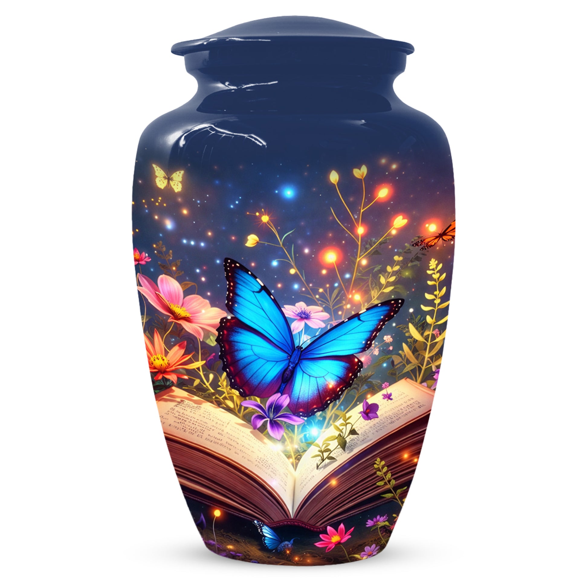 Personalized Blue Butterfly Urn for Mom – Custom Butterfly Cremation Urns for Ashes