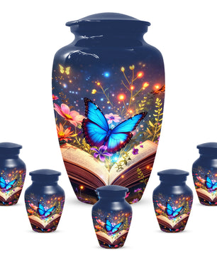Personalized Blue Butterfly Urn for Mom – Custom Butterfly Cremation Urns for Ashes