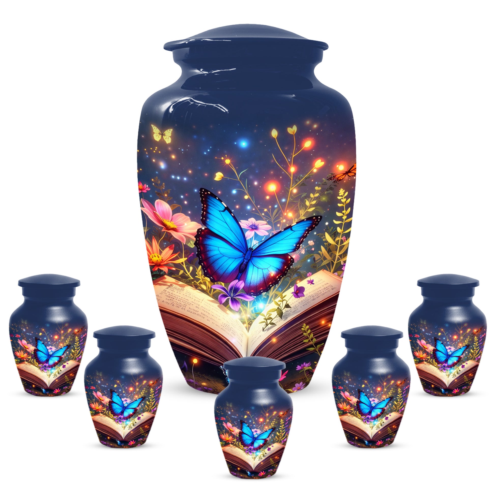 Personalized Blue Butterfly Urn for Mom – Custom Butterfly Cremation Urns for Ashes