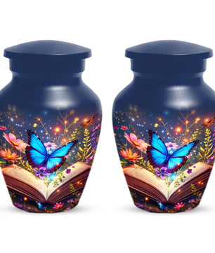 Personalized Blue Butterfly Urn for Mom – Custom Butterfly Cremation Urns for Ashes