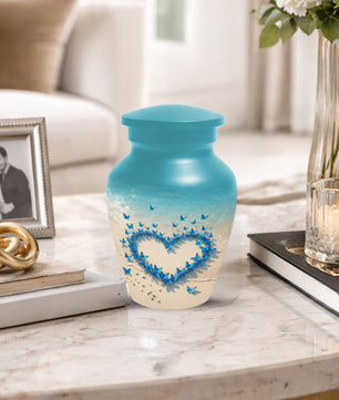 Beach Butterfly Urn for Ashes - Blue Butterfly Memorial Urns for Mom & Women