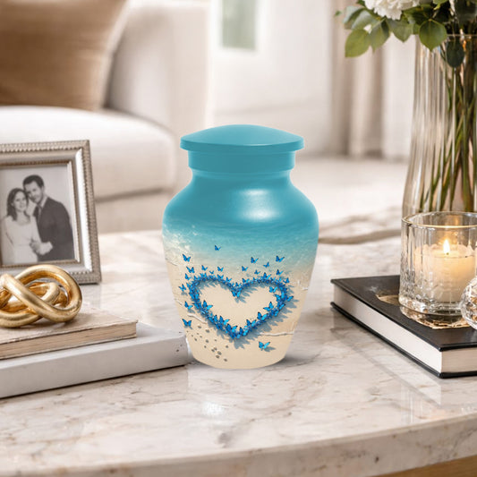 Beach Butterfly Urn for Ashes - Blue Butterfly Memorial Urns for Mom & Women