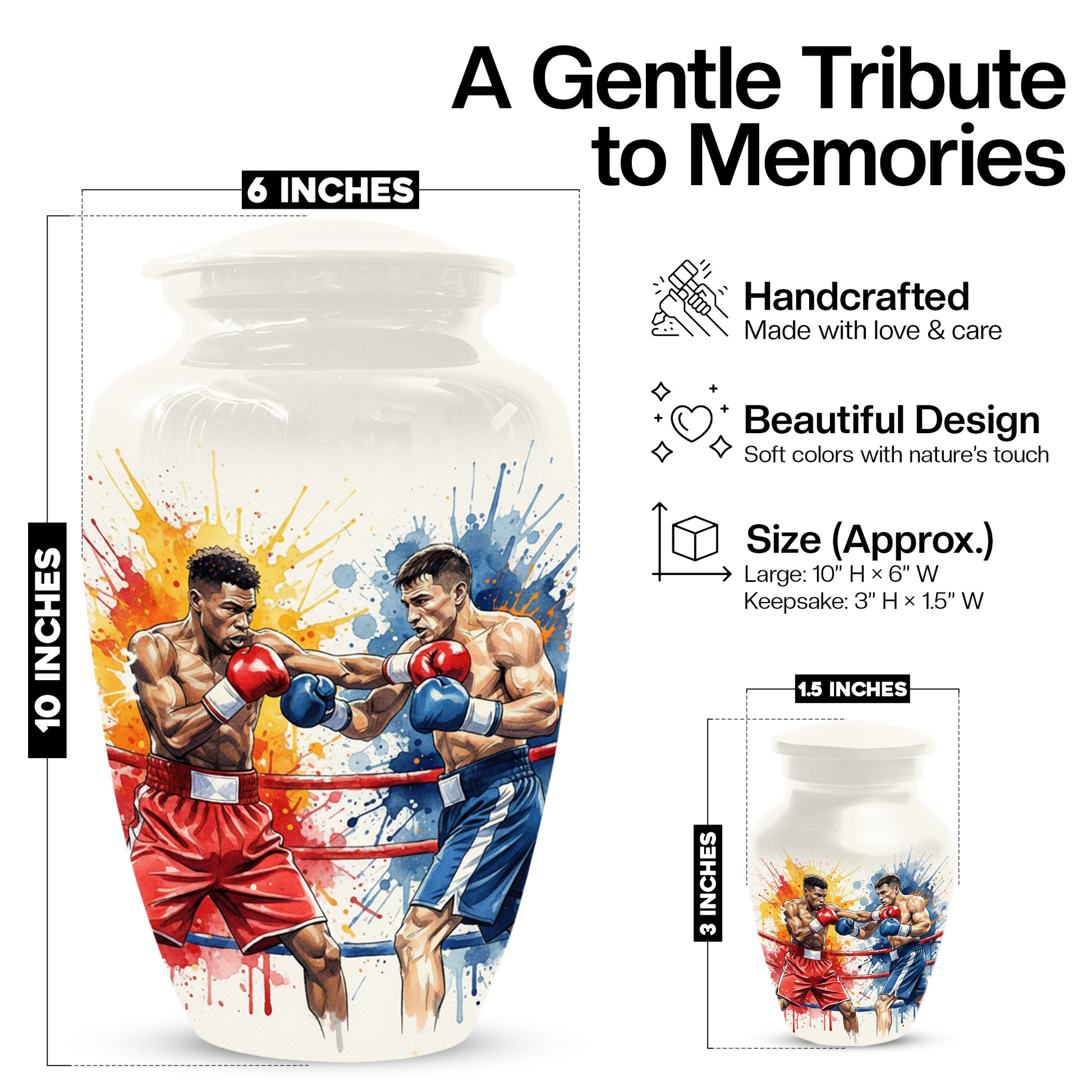 Boxing Urn for Human Ashes | Boxer Adult Cremation Urn Memorial for Men & Dad