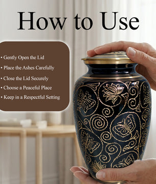 Butterfly Brass Urn for Adults – Flower Engraved Burial Urns For Human Ashes