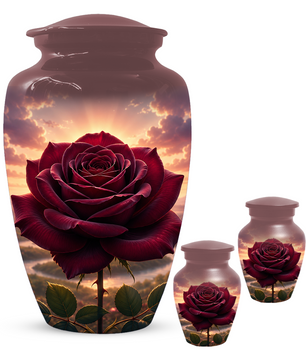 Red Rose Cremation Urn for Ashes - Personalized Floral Memorial for Mom