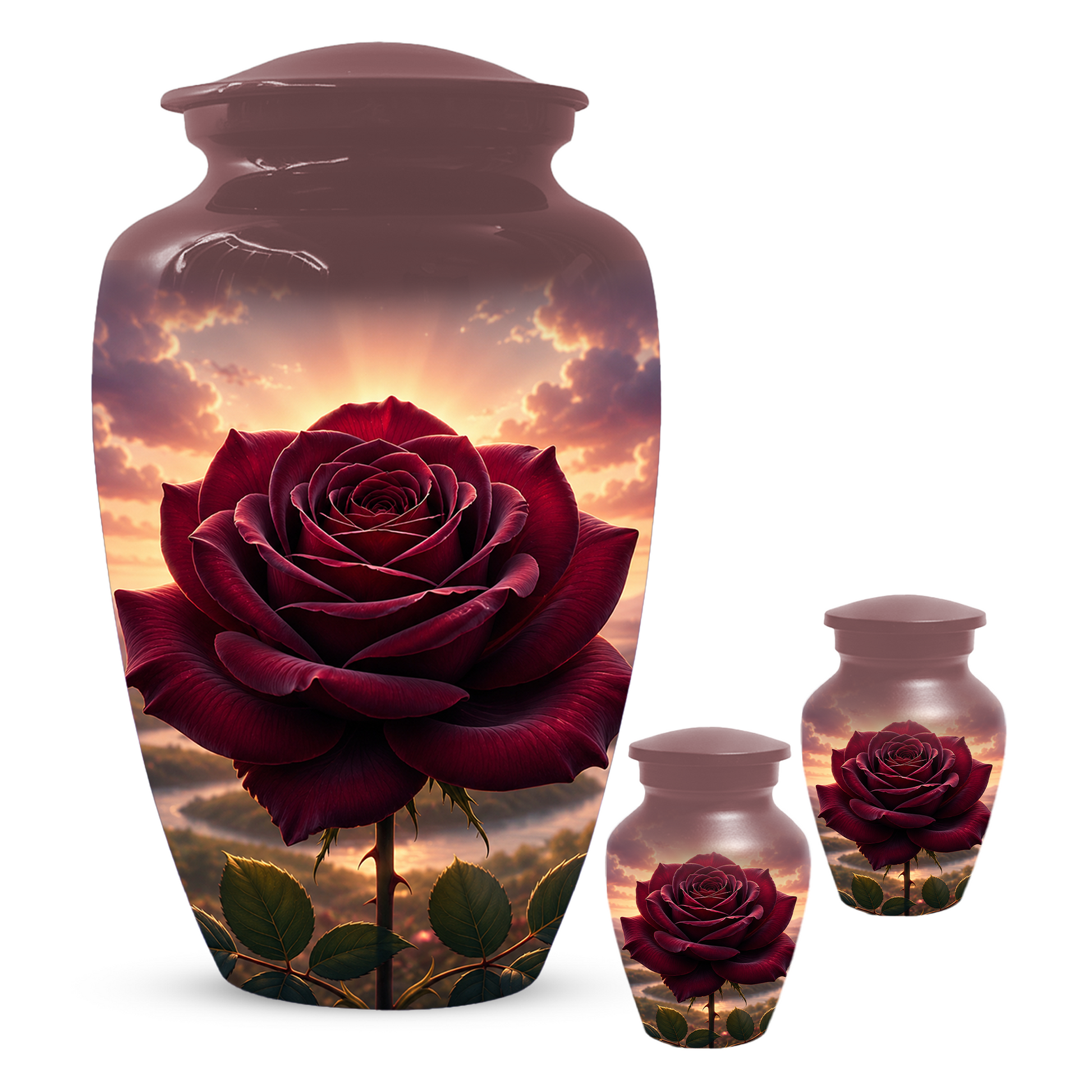 Red Rose Cremation Urn for Ashes - Personalized Floral Memorial for Mom
