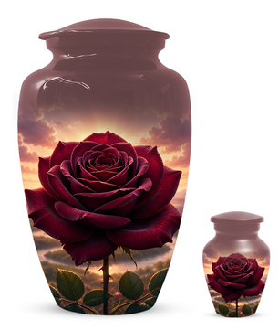 Red Rose Cremation Urn for Ashes - Personalized Floral Memorial for Mom