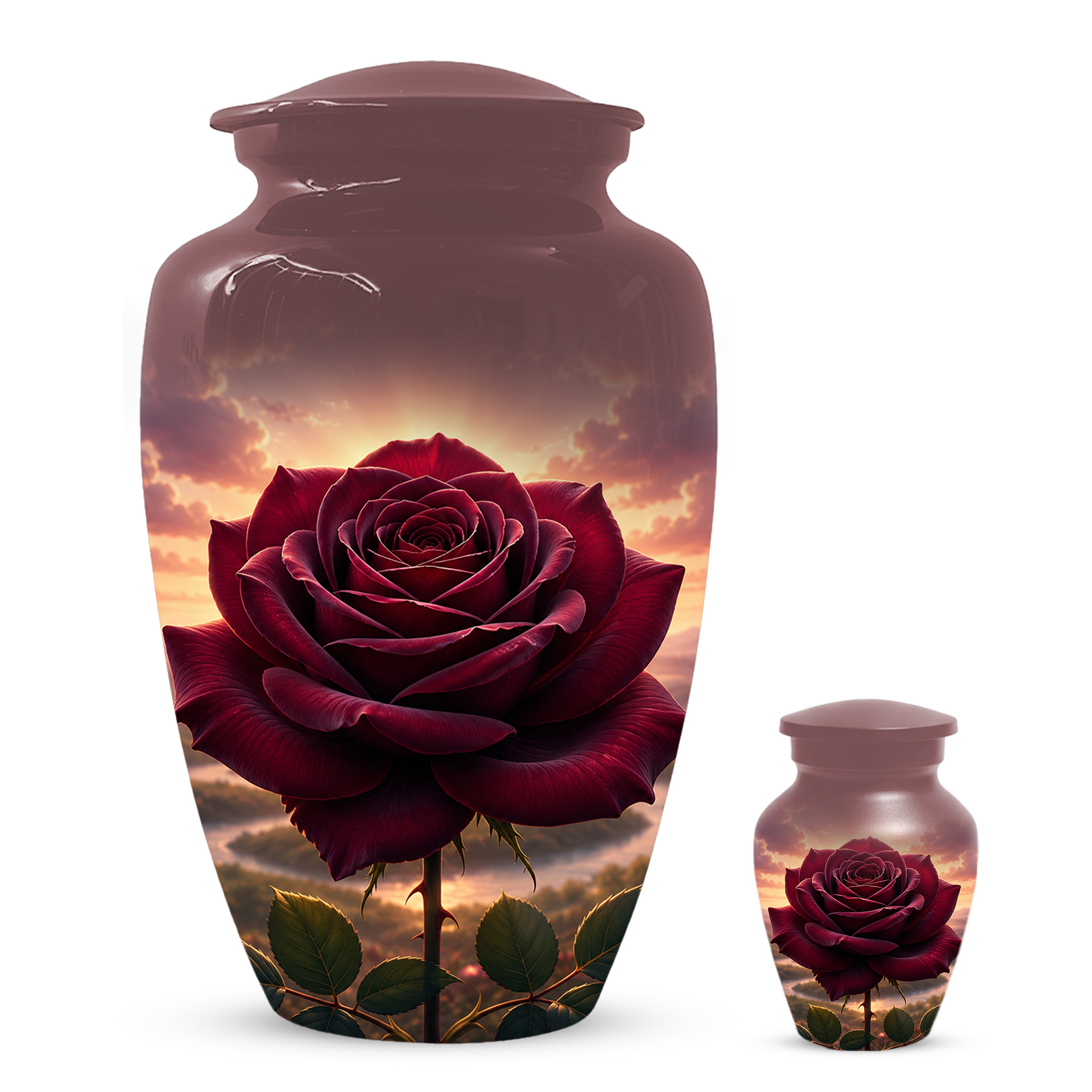 Red Rose Cremation Urn for Ashes - Personalized Floral Memorial for Mom