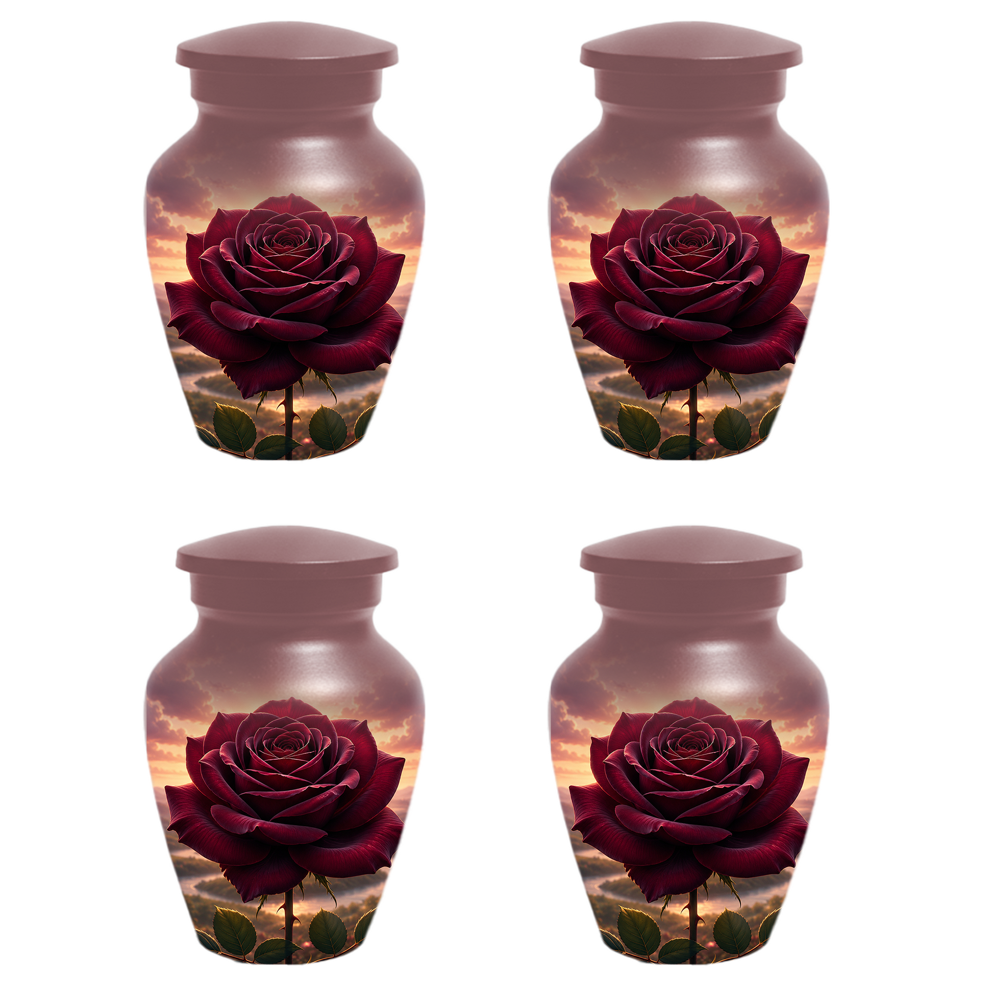 Red Rose Cremation Urn for Ashes - Personalized Floral Memorial for Mom